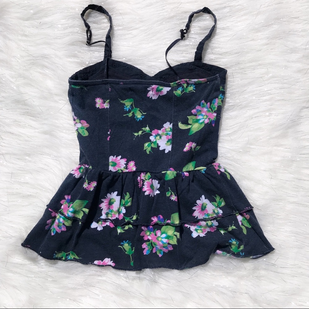 Aeropostale Navy Floral Peplum Top XS - Picture 4 of 5